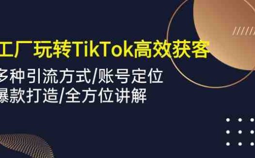 外贸工厂玩转TikTok高效获客，多种引流方式/账号定位/爆款打造/全方位讲解
