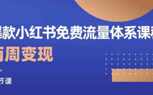 爆款小红书免费流量体系课程,两周变现(20节课)