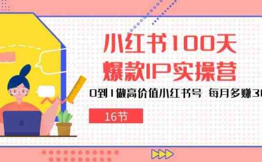 小红书100天-爆款IP实操营,0到1做高价值小红书号 每月多赚3000+(16节)