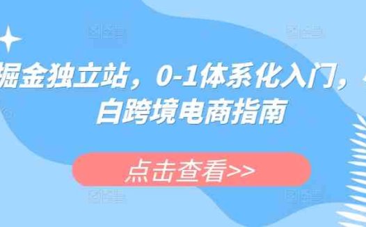 掘金独立站，0-1体系化入门，小白跨境电商指南