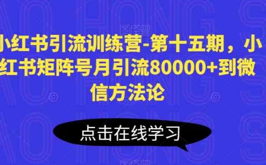 小红书引流训练营-第十五期,小红书矩阵号月引流80000+到微信方法论