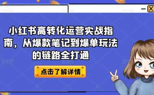 小红书高转化运营实战指南,从爆款笔记到爆单玩法的链路全打通