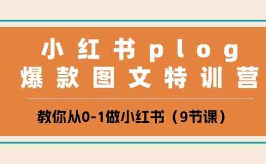 小红书 plog爆款图文特训营,教你从0-1做小红书(9节课)