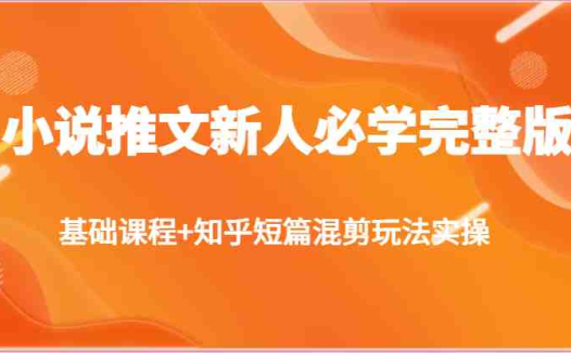 小说推文新人必学完整版，基础课程+知乎短篇混剪玩法实操