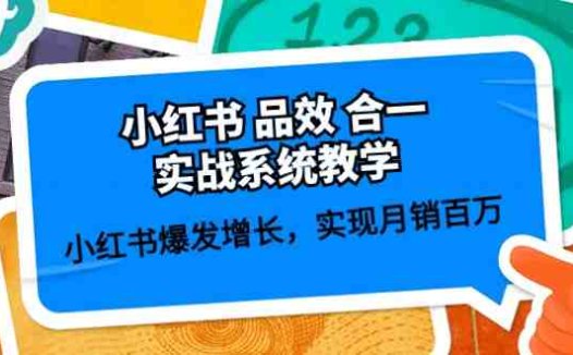 小红书品效合一实战系统教学:小红书爆发增长,实现月销百万 (59节)