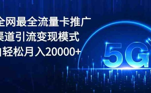 2024全网最全流量卡推广多渠道引流变现模式，小白轻松月入20000+
