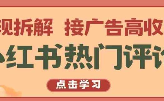 小红书热门评论，变现拆解，接广告高收入【揭秘 】