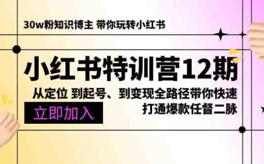 小红书特训营12期：从定位 到起号、到变现全路径带你快速打通爆款任督二脉