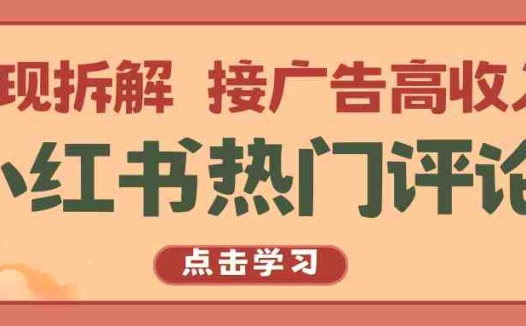 小红书热门评论，变现拆解，接广告高收入