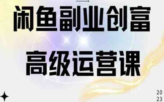 闲鱼电商运营高级课程,一部手机学会闲鱼开店赚钱