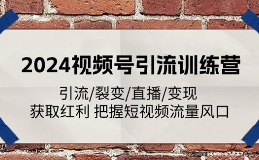 2024视频号引流训练营：引流/裂变/直播/变现 获取红利 把握短视频流量风口
