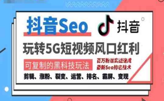 抖音SEO引流培训课程-抓住抖音风口，实现搜索排名，获取精准流量，快速成交变现