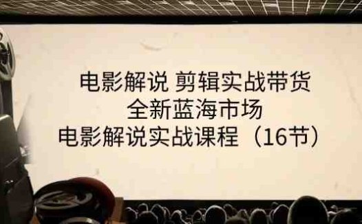 电影解说剪辑实战带货全新蓝海市场，电影解说实战课程（16节）