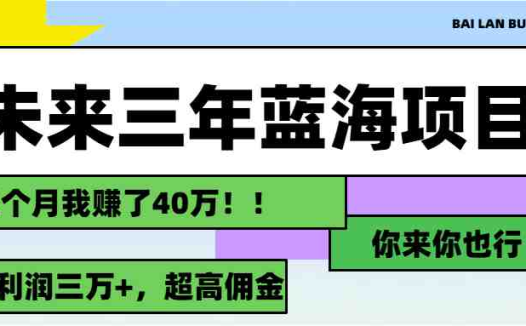 未来三年，蓝海赛道，月入3万+