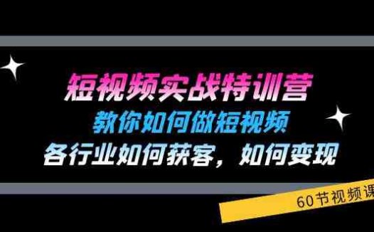 短视频实战特训营:教你如何做短视频,各行业如何获客,如何变现 (60节)