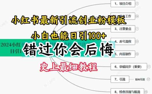 2024小红书引流创业粉史上最细教程，手把手教你引流