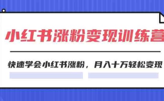 2024小红书涨粉变现训练营，快速学会小红书涨粉，月入十万轻松变现(40节)