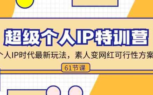 超级个人IP特训营，个人IP时代才最新玩法，素人变网红可行性方案 (61节)