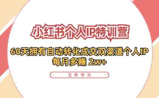 小红书个人IP陪跑营:两个月打造自动转化成交的多渠道个人IP,每月收入2w+(30节)