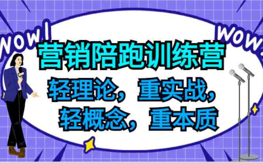 营销陪跑训练营,轻理论,重实战,轻概念,重本质,适合中小企业和初创企业的老板