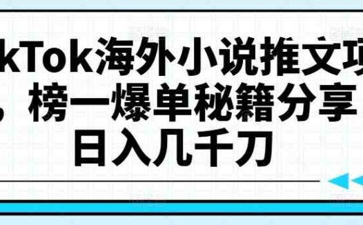TikTok海外小说推文项目,榜一爆单秘籍分享,日入几千刀