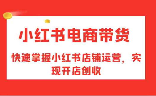 小红书电商带货，快速掌握小红书店铺运营，实现开店创收