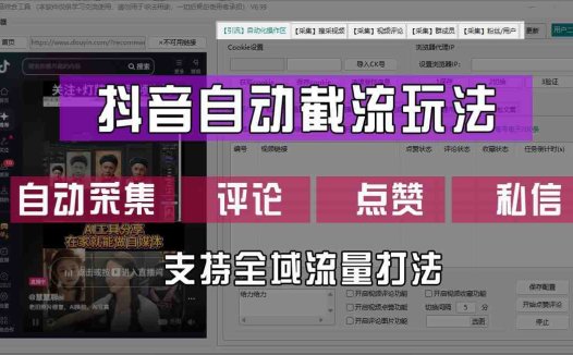 抖音自动截流玩法，利用一个软件自动采集、评论、点赞、私信，全域引流