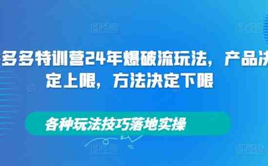 拼多多特训营24年爆破流玩法，产品决定上限，方法决定下限，各种玩法技巧落地实操