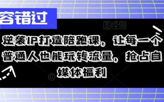 逆袭IP打造陪跑课,让每一个普通人也能玩转流量,抢占自媒体福利